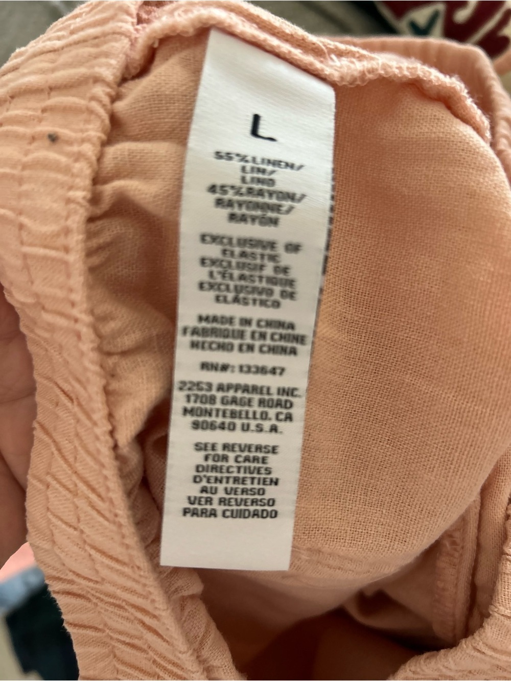Blush Lightweight Linen Drawstring Waist Shorts - Picture 5 of 5